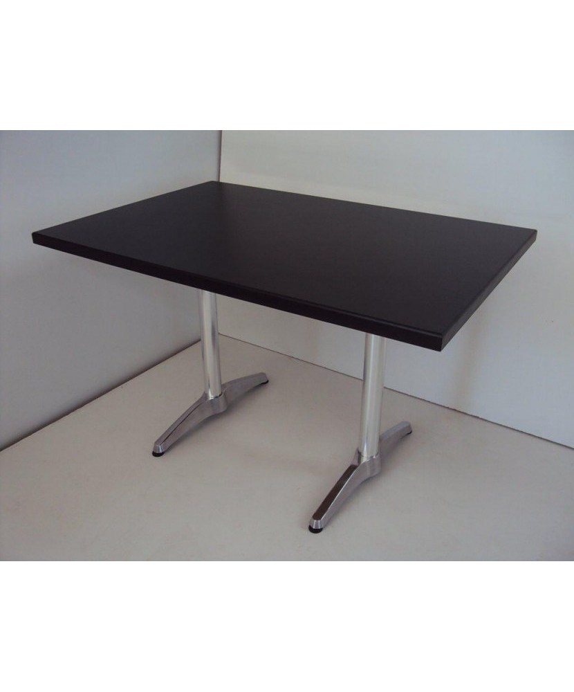 Table en bois professionnel avec base en aluminium pour cafés, restaurant, cafétérias, gastronomie (120Χ80)